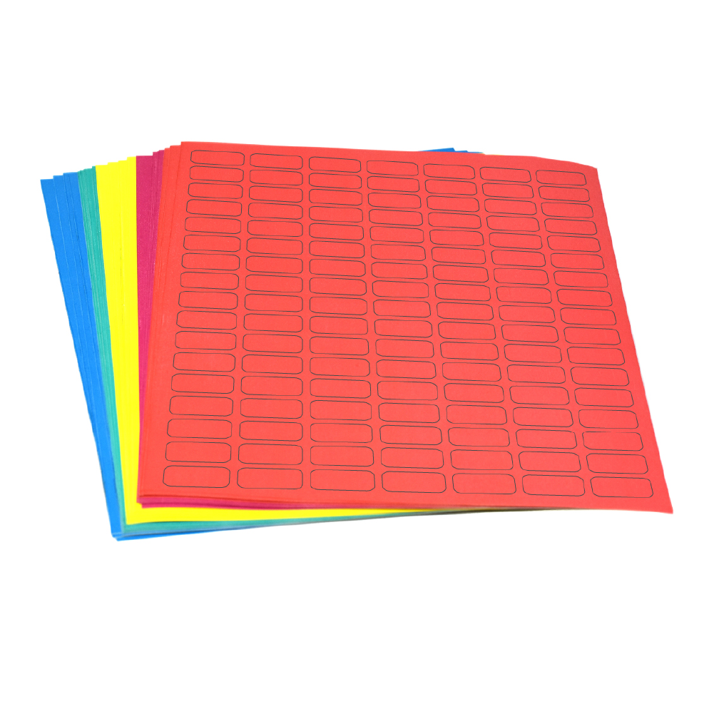 Globe Scientific Label Sheets, Cryo, 24x13mm, for 0.5mL Tubes, Assorted Colors (595 labels in blue, green, violet, red and yellow) Image